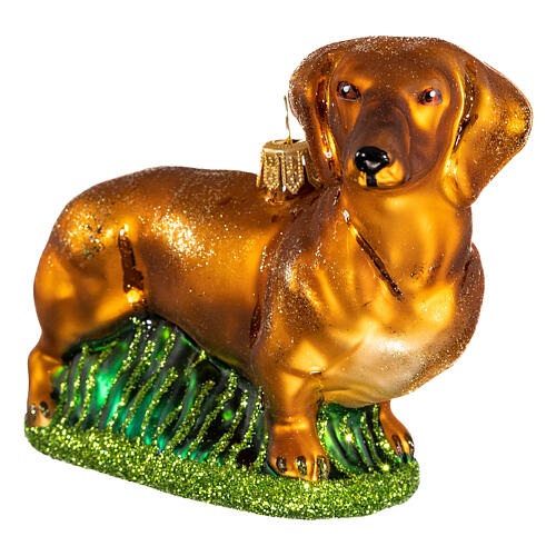 Blown glass Christmas ornament, dachshund 1