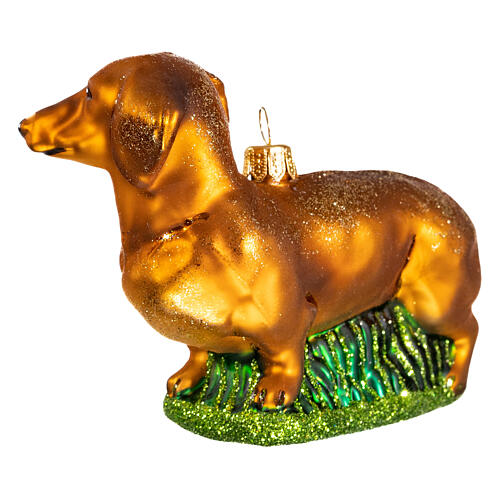 Blown glass Christmas ornament, dachshund 4