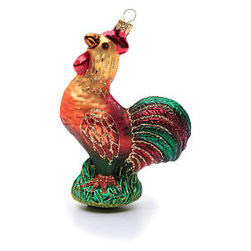 Blown glass ornaments: Blown glass Christmas ornament, rooster