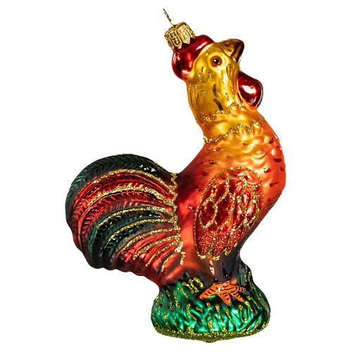Blown glass Christmas ornament, rooster 1
