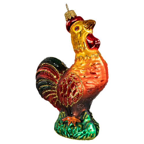 Blown glass Christmas ornament, rooster 4