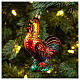 Blown glass Christmas ornament, rooster s2
