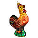 Blown glass Christmas ornament, rooster s4
