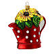 Blown glass Christmas ornament, watering can with sunflowers s3