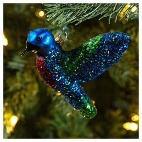 Blown glass Christmas ornament, hummingbird