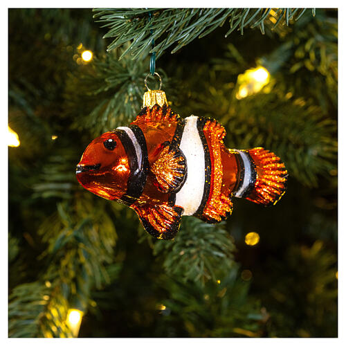 Blown glass Christmas ornament, clownfish 2