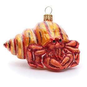 Blown glass Christmas ornament, hermit crab