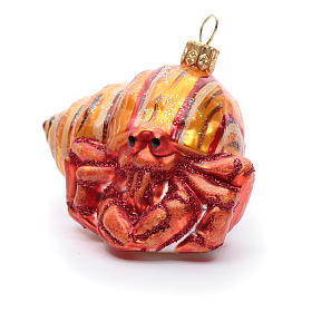 Blown glass Christmas ornament, hermit crab