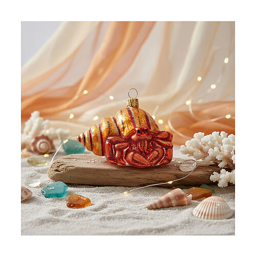 Blown glass Christmas ornament, hermit crab 2