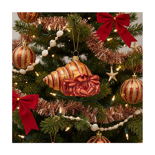 Blown glass Christmas ornament, hermit crab 4