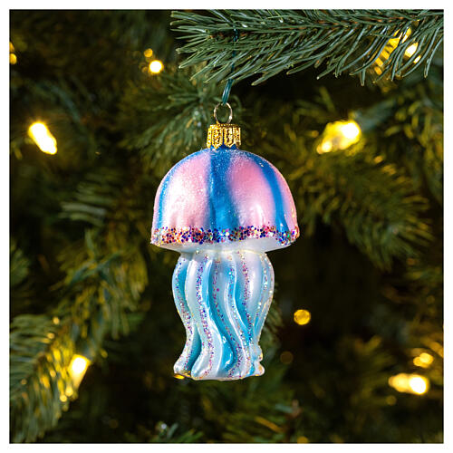 Blown glass Christmas ornament, jellyfish 2