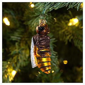 Blown glass Christmas ornament, bee