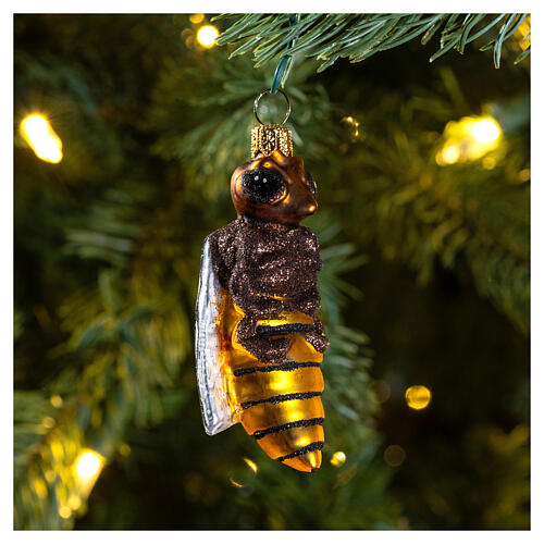 Blown glass Christmas ornament, bee 2