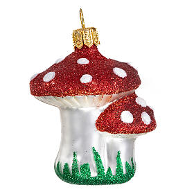 Blown glass Christmas ornament, mushrooms