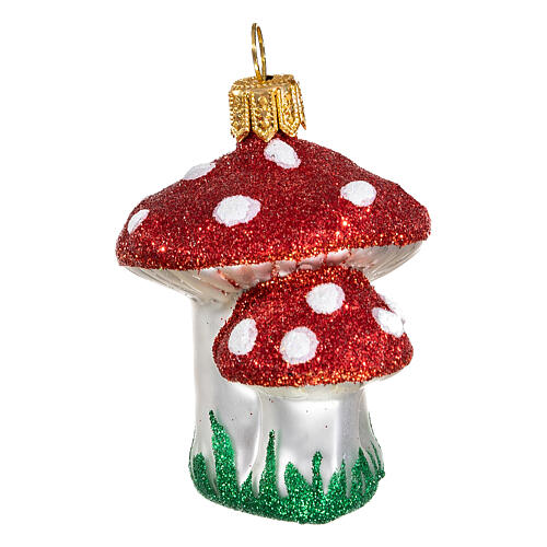 Blown glass Christmas ornament, mushrooms 3