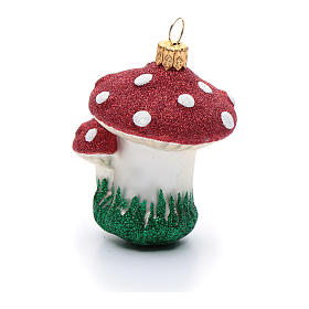 Décoration sapin Noël verre soufflé champignons