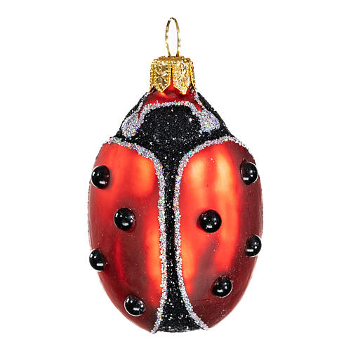 Blown glass Christmas ornament, ladybug 1