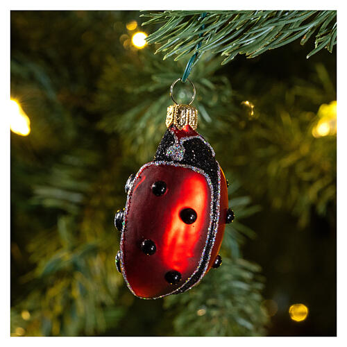 Blown glass Christmas ornament, ladybug 2