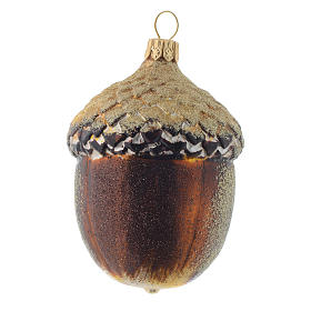 Blown glass Christmas ornament, acorn