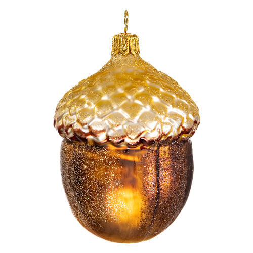 Blown glass Christmas ornament, acorn 1