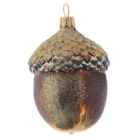 Blown glass Christmas ornament, acorn