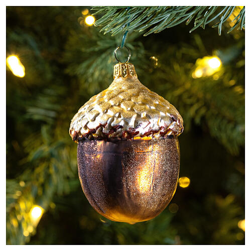Blown glass Christmas ornament, acorn 2