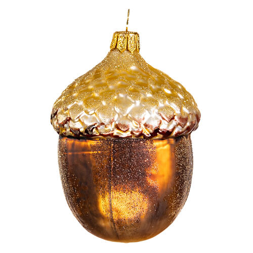 Blown glass Christmas ornament, acorn 3