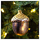 Blown glass Christmas ornament, acorn s2