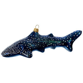 Décoration pour sapin Noël verre soufflé requin-balaine
