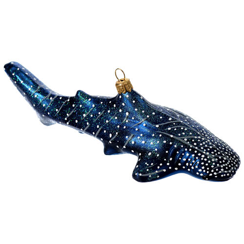 Blown glass Christmas ornament, whale shark 3