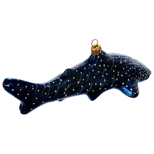 Blown glass Christmas ornament, whale shark 4