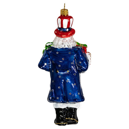 Blown glass Christmas ornament, Uncle Sam Santa Claus 5