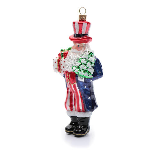 Blown Glass Christmas Ornament Uncle Sam Santa Claus 2 Blown Glass Christmas Ornament Uncle Sam Santa Claus 2