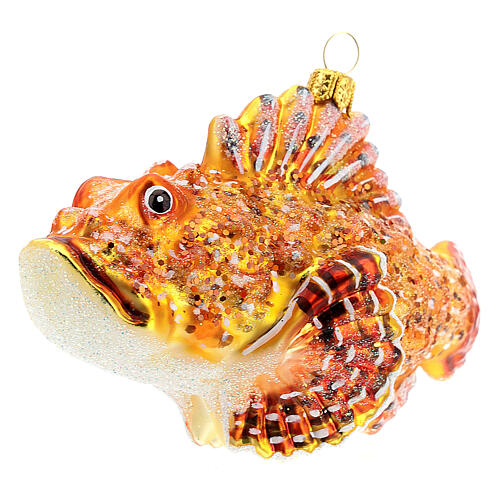 Blown glass Christmas ornament, red lionfish 3