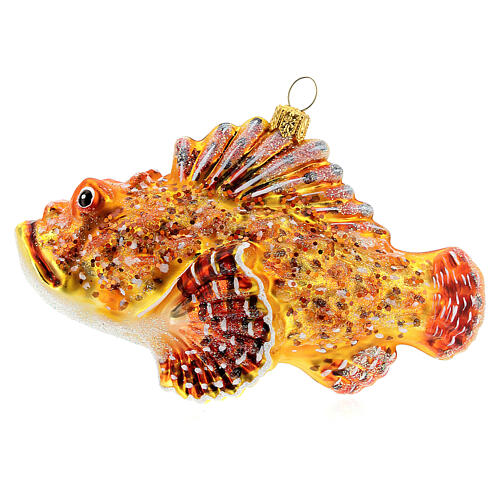 Blown glass Christmas ornament, red lionfish 1