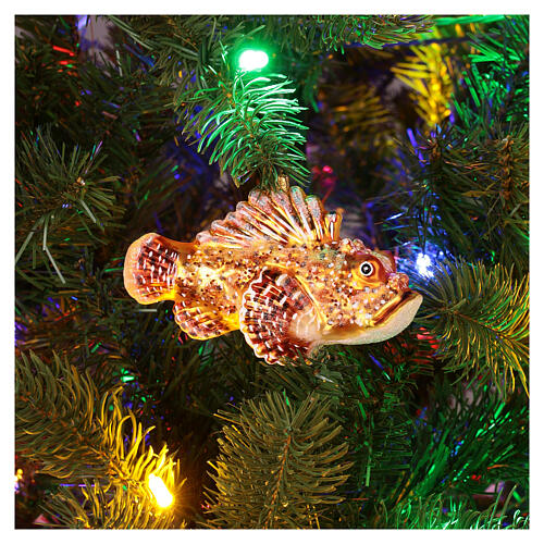 Blown glass Christmas ornament, red lionfish 2
