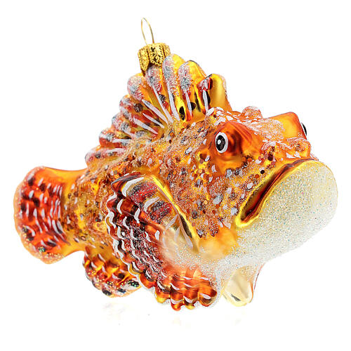 Blown glass Christmas ornament, red lionfish 4