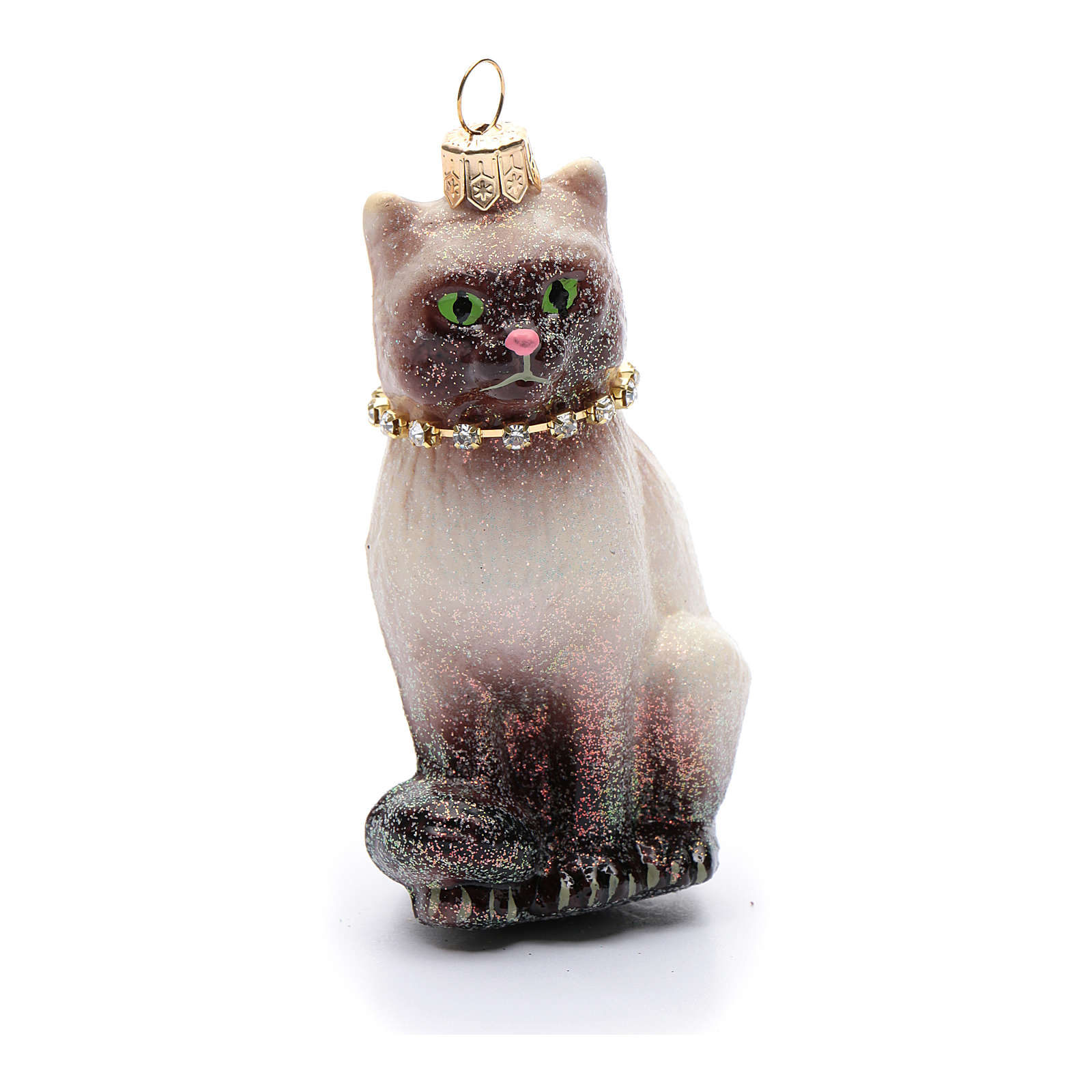 Blown glass Christmas ornament, Siamese cat | online sales on HOLYART.co.uk