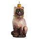 Blown glass Christmas ornament, Siamese cat s1