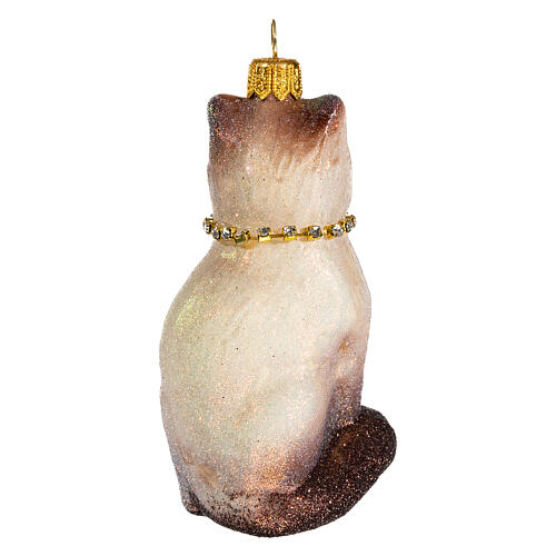 Blown glass Christmas ornament, Siamese cat 5