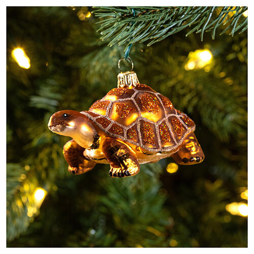 Blown glass Christmas ornament, Galápagos tortoise 2