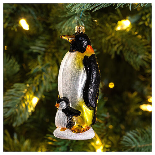 Pinguim-imperador enfeite árvore Natal vidro soprado 2