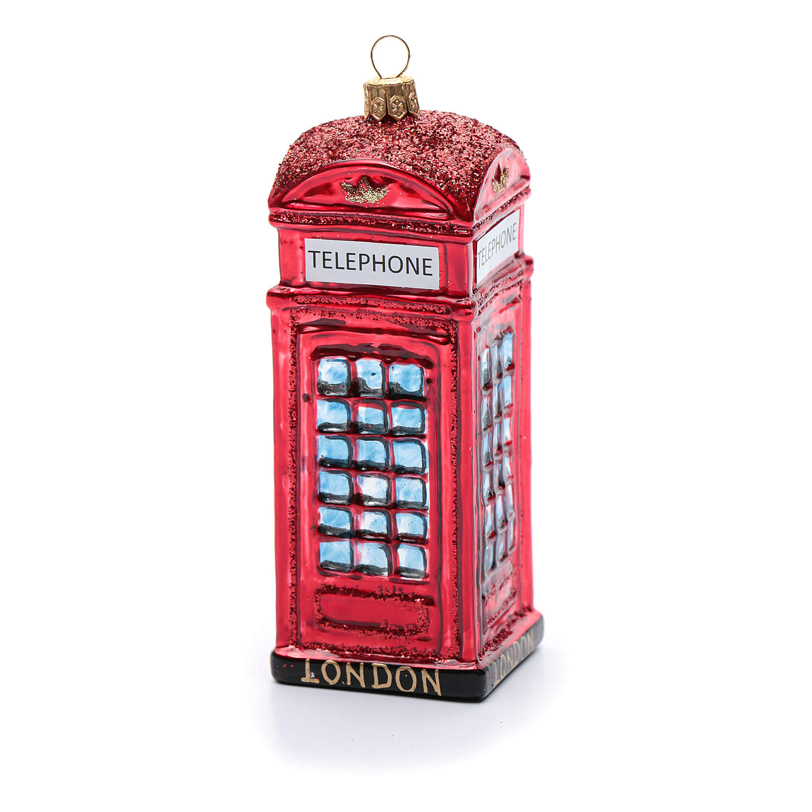Blown glass Christmas ornament, red telephone box  online sales on