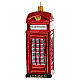 Blown glass Christmas ornament, red telephone box s1