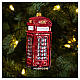 Blown glass Christmas ornament, red telephone box s2