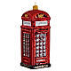 Blown glass Christmas ornament, red telephone box s3