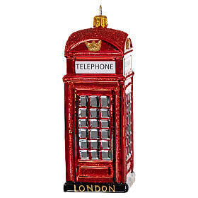 Cabina telefónica inglés adorno vidrio soplado Árbol de Navidad