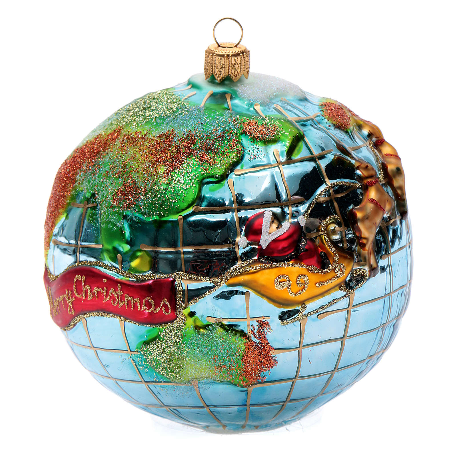 Blown glass Christmas ornament, Santa Claus around the world online