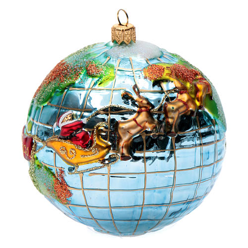 Blown glass Christmas ornament, Santa Claus around the world 1