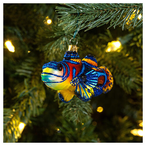 Blown glass Christmas ornament, mandarinfish 2